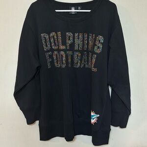 NFL Miami Dolphins long sleeve Bling Crew Neck Sweatshirt